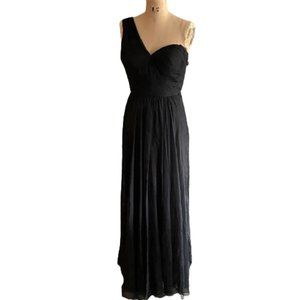 La Famme black nude mesh bodice maxi long gown 4